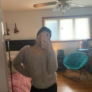 Fuzzy round neck sweater
